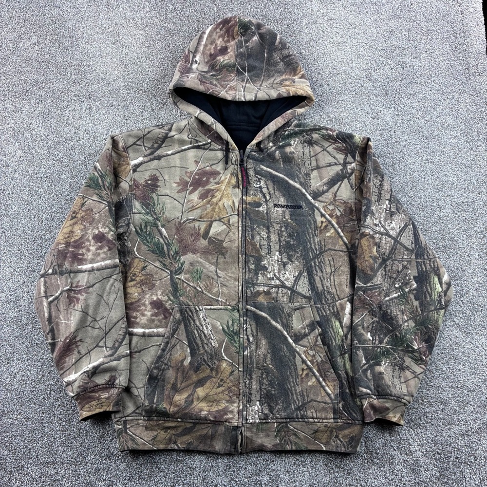 Winchester Reversible Camo Hoodie Mens Large Realtree Cotton Blend Hunting